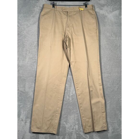Peter Millar Pants Men 33x31 Beige Raleigh Washed Twill‎ Flat Front Khaki* - Picture 1 of 9
